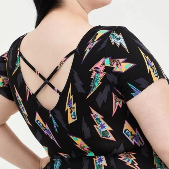 Super Soft Black Monsters Hankerchief Dress - Picture 5 of 6